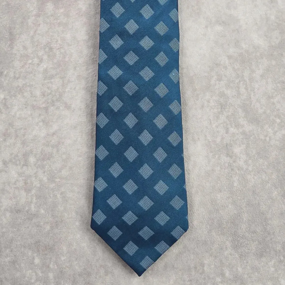 BCBG Attitude Diamond Blue Brown Silk Geometric Executive Neck Tie Men's - Picture 1 of 6